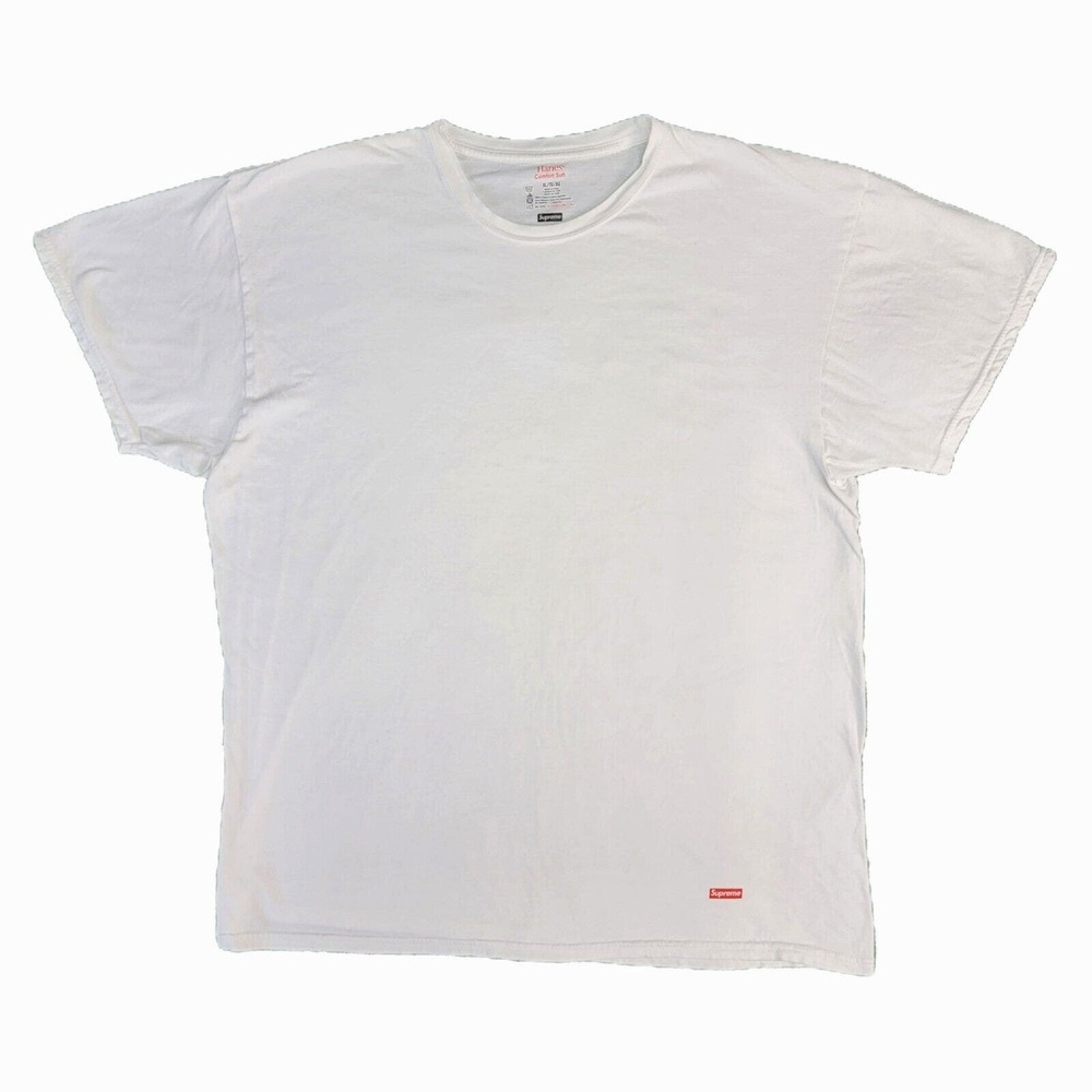 Supreme Hanes Classic Tagless Crewneck Mini Box Logo White T-Shirt Sz XL